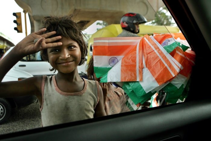 The flag-seller at the signal…