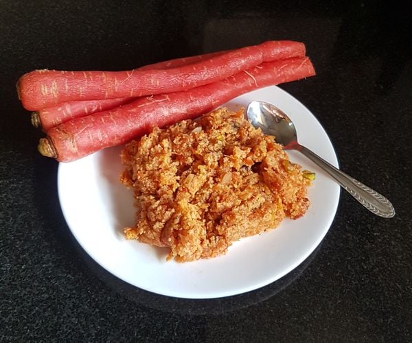 Plump red winter carrots and Gajjar Halwa