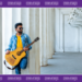 Landscape editorial image of Indian singer Ishq Shaikh holding a guitar with Story of Souls branded purple border and logo frame.