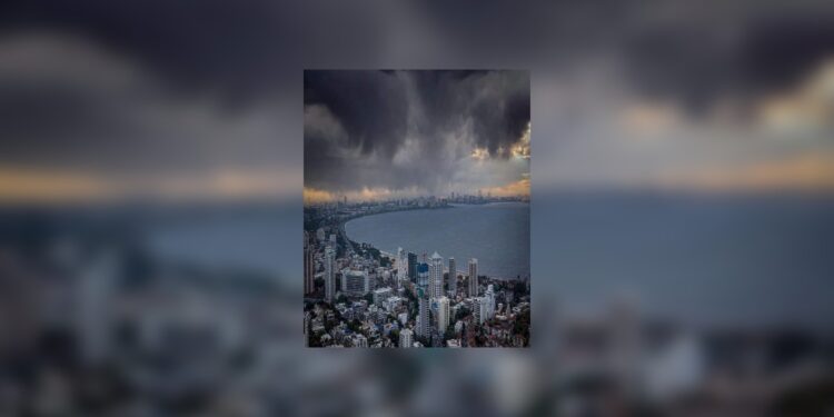 An orange alert for a grey and wet city